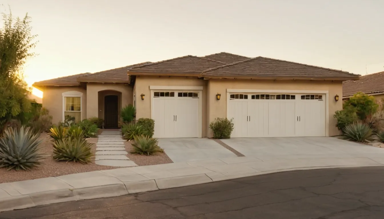 A garage door and driveway on a quiet street in Diamond Bar